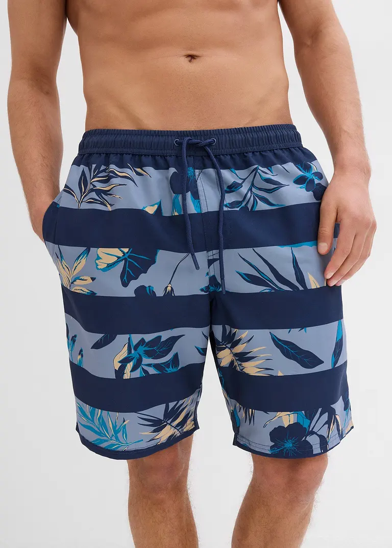 bonprix Modische Badeshorts mit schönem Druck - blau - Herren Nur noch ein Tag übrig