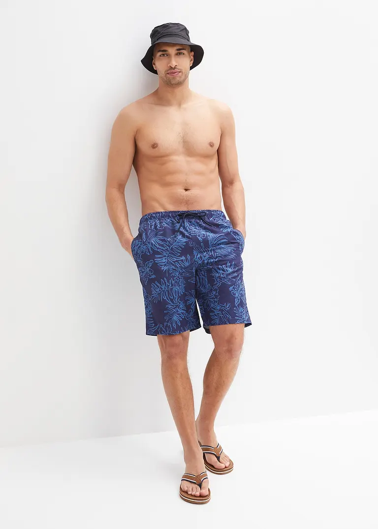 bonprix Sportliche Badeshorts mit modischem Druck - blau Clearance-Verkauf