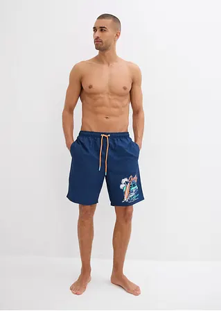 bonprix Bequeme Badeshorts mit dekorativem Druck - blau Speichern exportieren