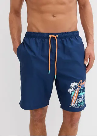 bonprix Bequeme Badeshorts mit dekorativem Druck - blau Speichern exportieren