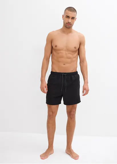 bonprix Modische Badeshorts mit seitlicher Tasche - schwarz zollfrei
