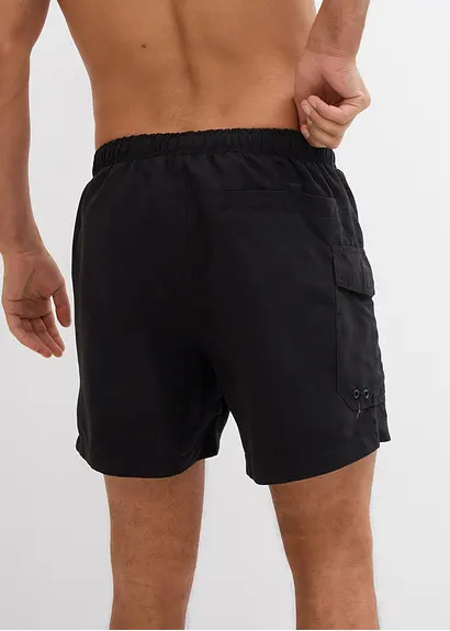 bonprix Modische Badeshorts mit seitlicher Tasche - schwarz zollfrei