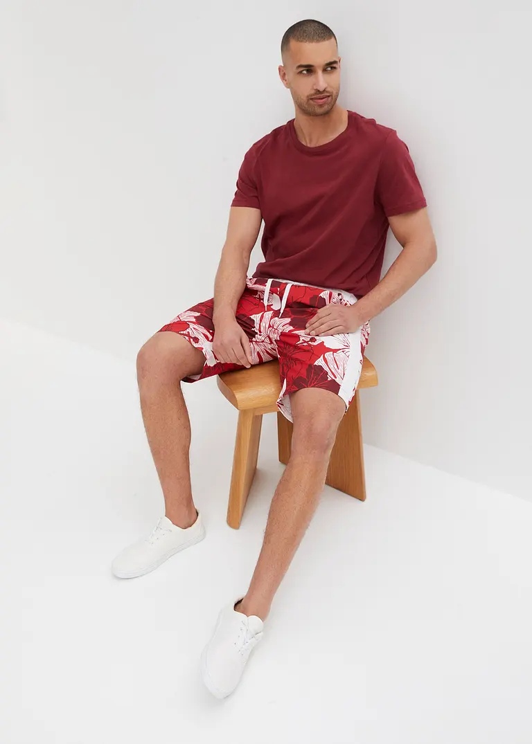bonprix Sommerlich bedruckte Strand-Bermuda - rot - Herren Hotsell