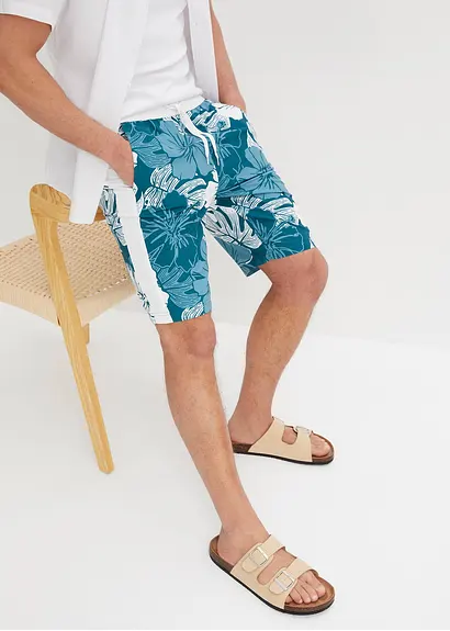 bonprix Sommerlich bedruckte Strand-Bermuda - petrol - Herren im Angebot