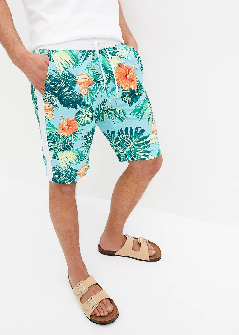 bonprix trendige Strandbermuda mit Allover-Druck - blau Schlussverkauf