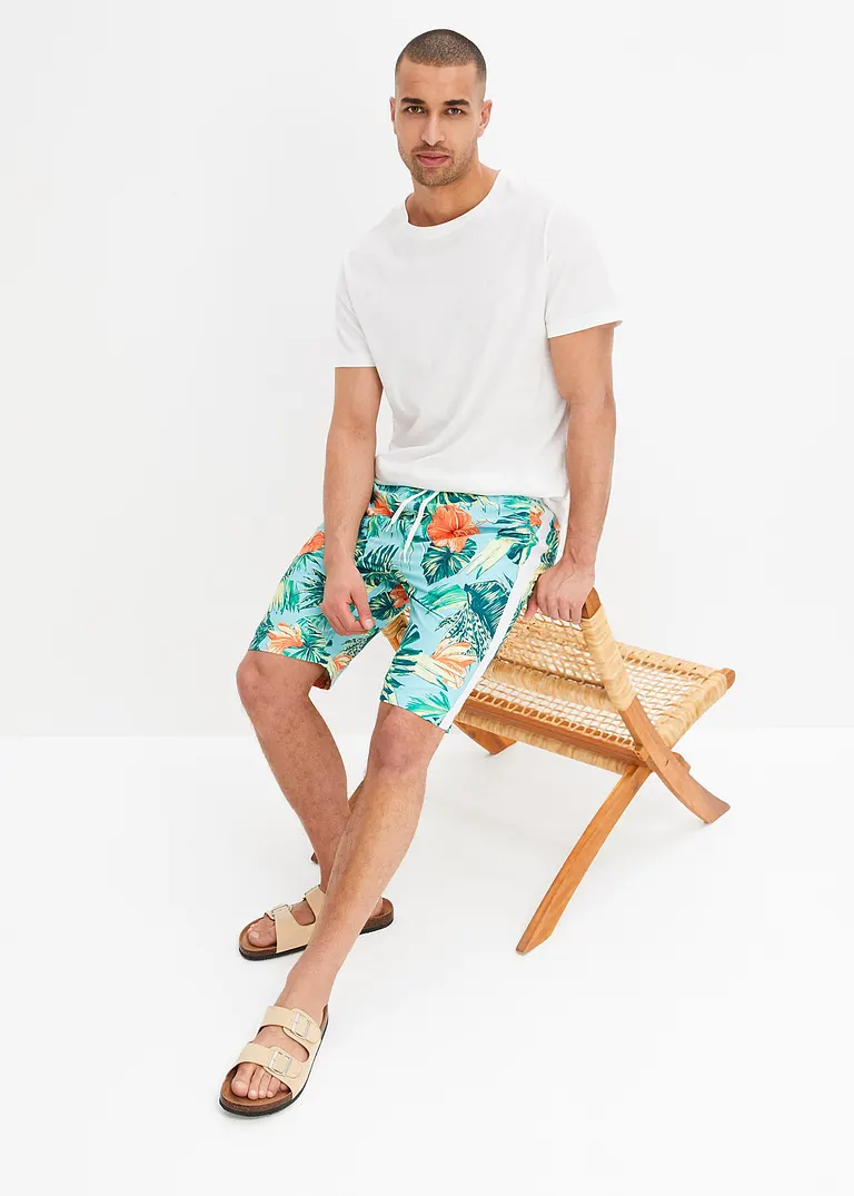 bonprix trendige Strandbermuda mit Allover-Druck - blau Schlussverkauf