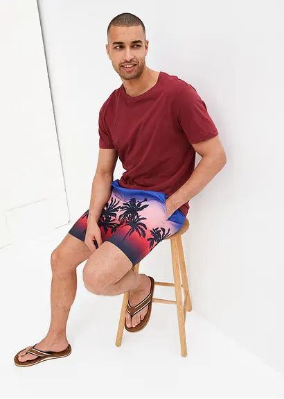 bonprix trendige Strandshorts mit sommerlichem Druckmotiv - blau - Herren Fabrikverkauf