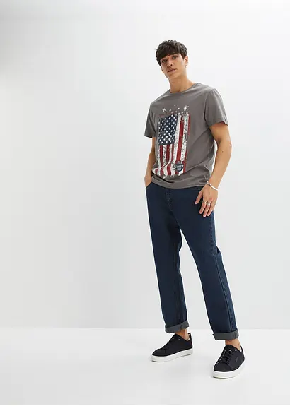 bonprix T-Shirt mit kernigem Print - grau - Herren Versandkostenfrei
