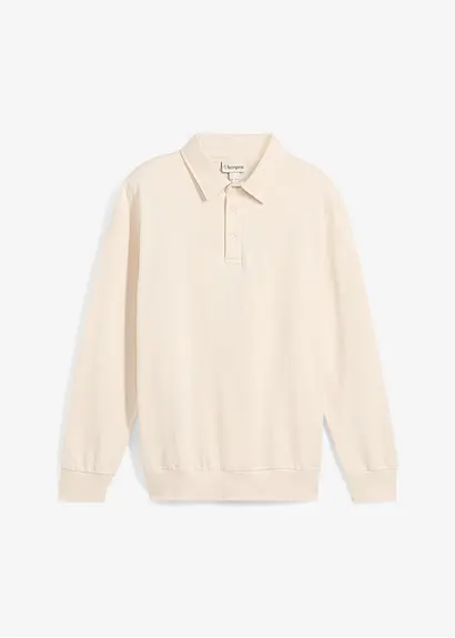 bonprix Modisches Sweat-Polo aus Bio-Baumwolle - beige - Herren Großer Ausverkauf
