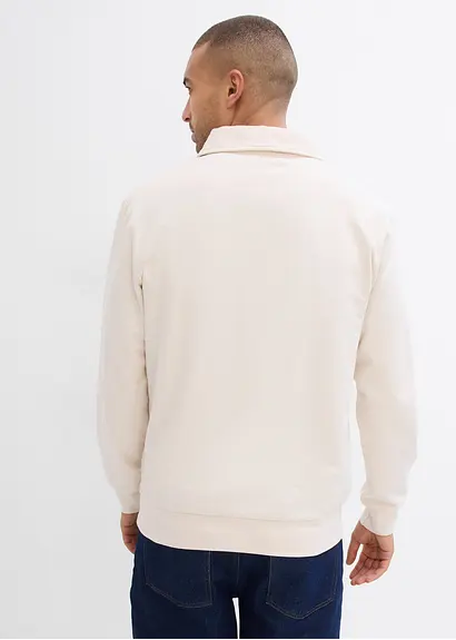 bonprix Modisches Sweat-Polo aus Bio-Baumwolle - beige - Herren Großer Ausverkauf
