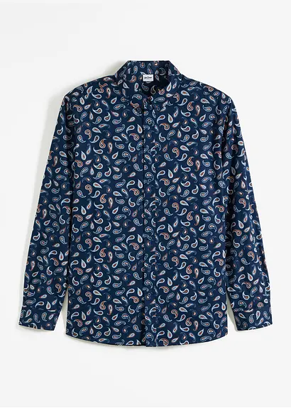 bonprix Bequem weit geschnittenes Langarmhemd mit Button-Down-Kragen in modischem Paisley-Muster Begrenztes Angebot