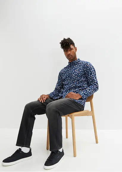 bonprix Bequem weit geschnittenes Langarmhemd mit Button-Down-Kragen in modischem Paisley-Muster Begrenztes Angebot