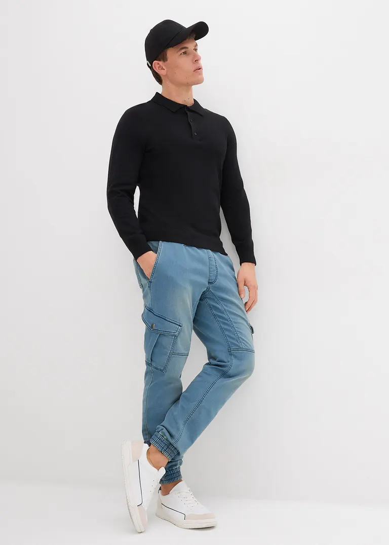 bonprix Pflegeleichtes Poloshirt in Feinstrick - schwarz Black Friday