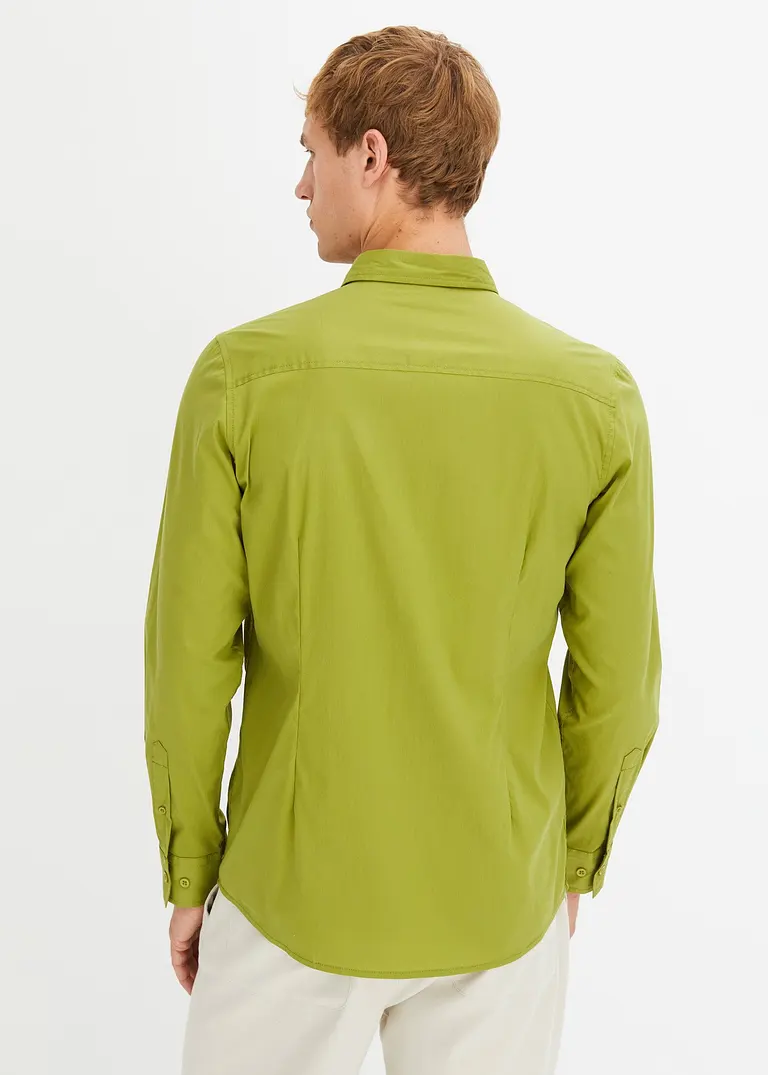 bonprix Herren Langarmhemd mit Stretch und leicht abgerundetem Saum Zeitlich begrenztes Angebot