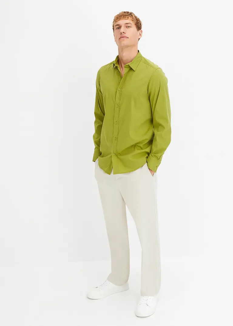 bonprix Herren Langarmhemd mit Stretch und leicht abgerundetem Saum Zeitlich begrenztes Angebot