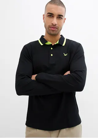 bonprix modernes Langarm-Poloshirt in Piqué-Qualität - schwarz Exklusive Angebote