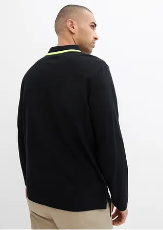 bonprix modernes Langarm-Poloshirt in Piqué-Qualität - schwarz Exklusive Angebote
