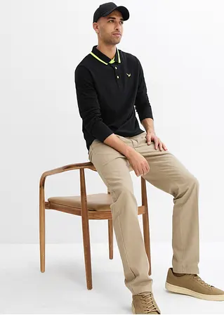 bonprix modernes Langarm-Poloshirt in Piqué-Qualität - schwarz Exklusive Angebote