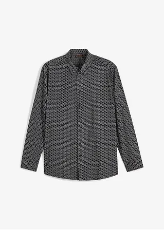bonprix Modisch bedrucktes Langarmhemd im Regular Fit - schwarz Neuheiten