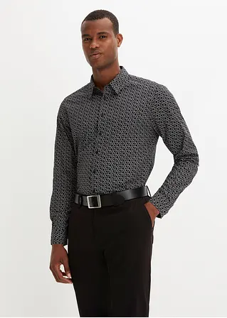 bonprix Modisch bedrucktes Langarmhemd im Regular Fit - schwarz Neuheiten
