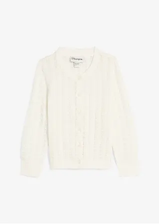 bonprix Mädchen-Strickjacke im schönen Design - weiß - Kinder Kauf eins, bekomm eins gratis