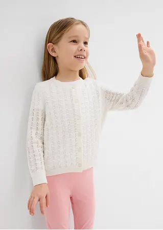 bonprix Mädchen-Strickjacke im schönen Design - weiß - Kinder Kauf eins, bekomm eins gratis