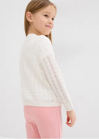 bonprix Mädchen-Strickjacke im schönen Design - weiß - Kinder Kauf eins, bekomm eins gratis