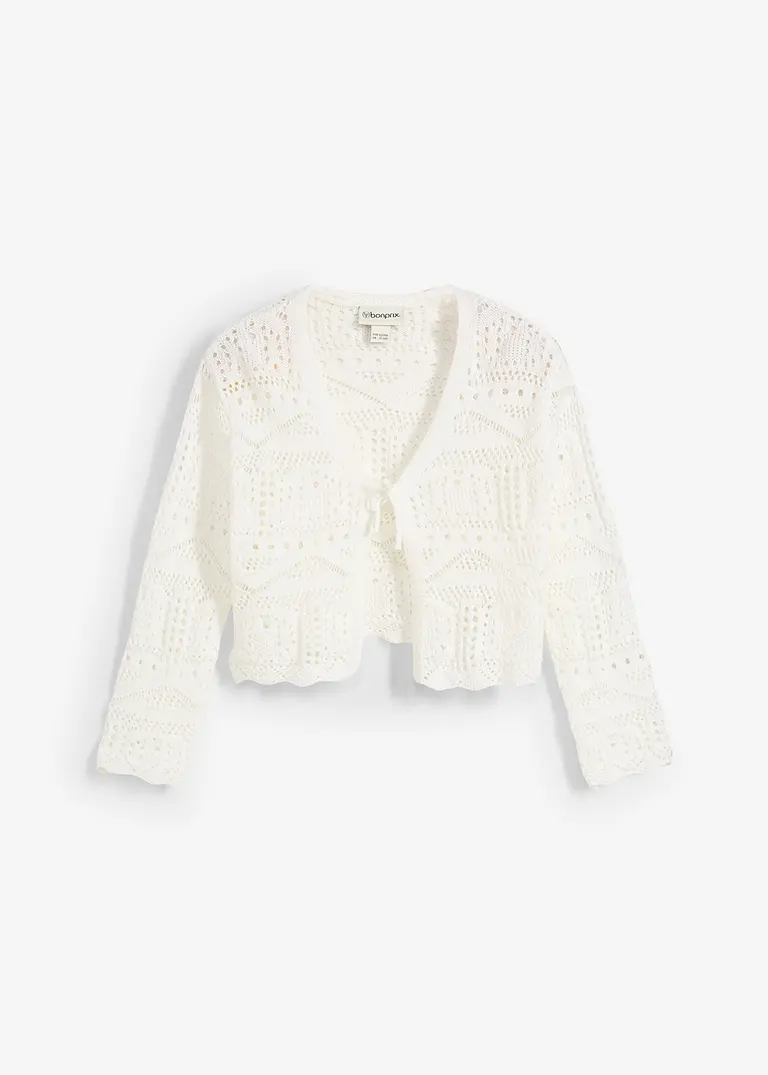 bonprix Verspielter Strickbolero mit 3/4 Ärmeln für Mädchen - weiß Tägliche Deals
