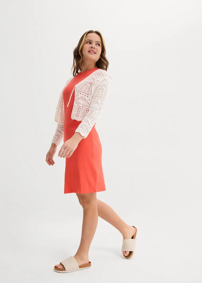 bonprix Verspielter Strickbolero mit 3/4 Ärmeln für Mädchen - weiß Tägliche Deals