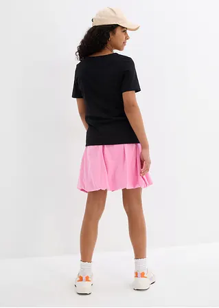 bonprix Schlichts Mädchen T-Shirt mit dekorativer Knopfleiste - schwarz VIP-Rabatte