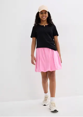 bonprix Schlichts Mädchen T-Shirt mit dekorativer Knopfleiste - schwarz VIP-Rabatte
