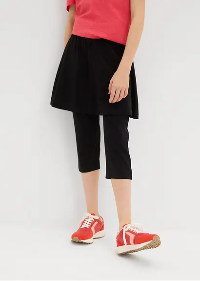 bonprix Mädchen Capri-Legging mit Rock aus elastischem Bio-Baumwoll-Mix Wochenangebot