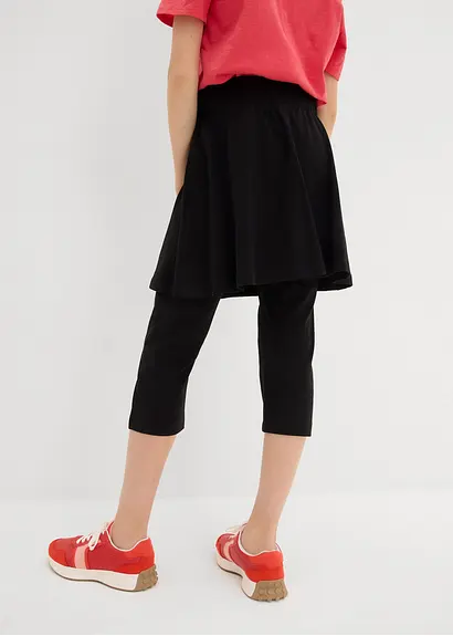 bonprix Mädchen Capri-Legging mit Rock aus elastischem Bio-Baumwoll-Mix Wochenangebot