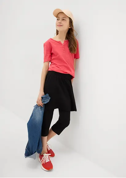 bonprix Mädchen Capri-Legging mit Rock aus elastischem Bio-Baumwoll-Mix Wochenangebot