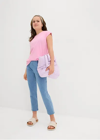 bonprix Schlichtes Mädchen Shirt mit kurzen Ärmeln - rosa Kostenlose Rückgabe