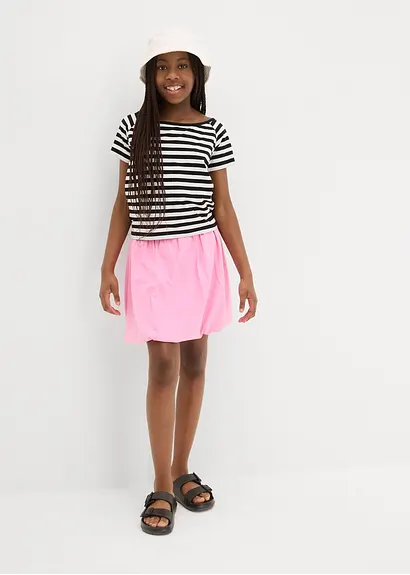 bonprix Schönes Mädchen Shirt mit breitem Rundhals Ausschnitt - schwarz Letzte 3 Tage