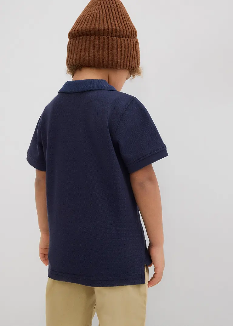 bonprix Schönes Basic Poloshirt für Jungen mit Seitenschlitzen - blau Zeitbegrenzte Promotion