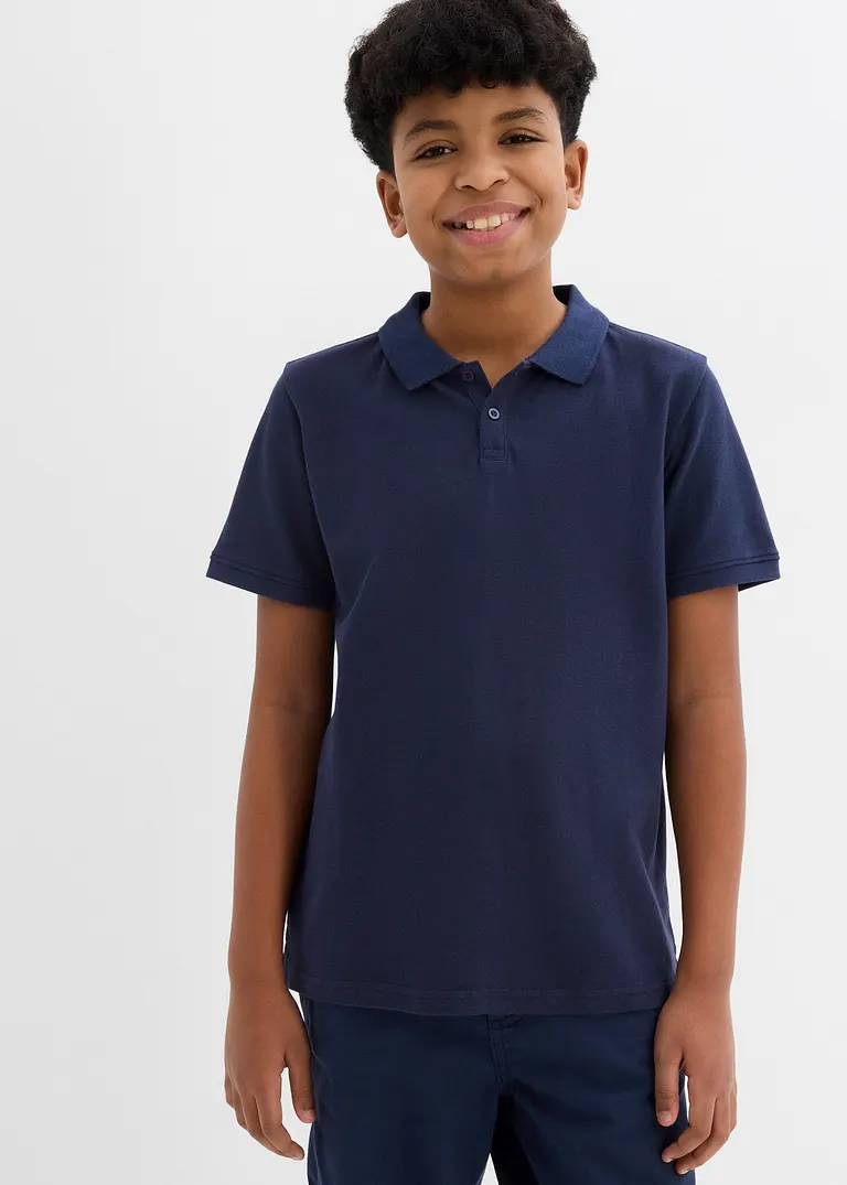 bonprix Schönes Basic Poloshirt für Jungen mit Seitenschlitzen - blau Bis zu 50% Rabatt