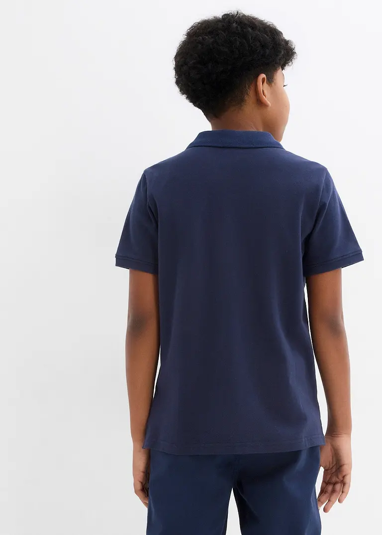 bonprix Schönes Basic Poloshirt für Jungen mit Seitenschlitzen - blau Bis zu 50% Rabatt