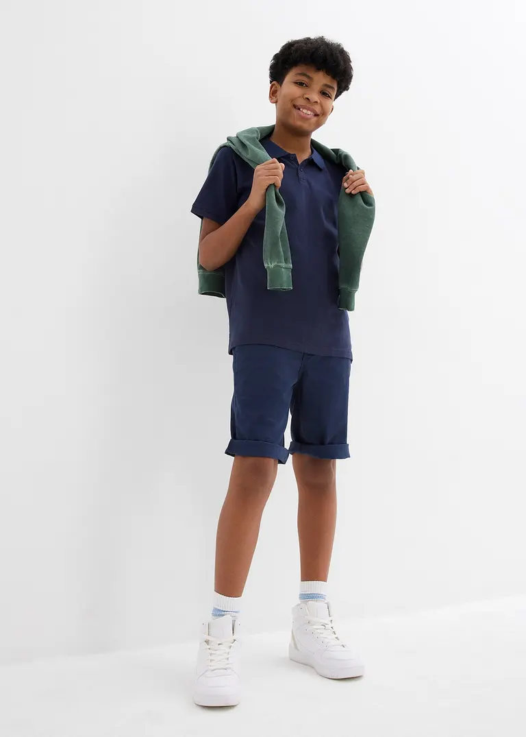 bonprix Schönes Basic Poloshirt für Jungen mit Seitenschlitzen - blau Bis zu 50% Rabatt