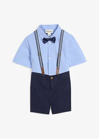 bonprix Cooles Set für Jungen bestehend aus einem Kurzarmhemd einer Chino-Bermuda verstellbaren Hosenträgern und einer gepunkteten Fliege Bis zu 55% Rabatt