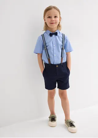 bonprix Cooles Set für Jungen bestehend aus einem Kurzarmhemd einer Chino-Bermuda verstellbaren Hosenträgern und einer gepunkteten Fliege Bis zu 55% Rabatt