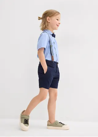 bonprix Cooles Set für Jungen bestehend aus einem Kurzarmhemd einer Chino-Bermuda verstellbaren Hosenträgern und einer gepunkteten Fliege Bis zu 55% Rabatt