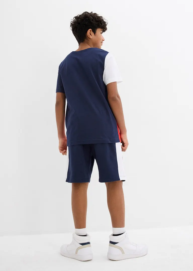 bonprix Cooles Jungen Set bestehend aus T-Shirt und Bermuda in Colorblocking-Optik Nur noch ein Tag übrig