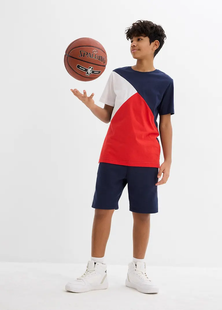 bonprix Cooles Jungen Set bestehend aus T-Shirt und Bermuda in Colorblocking-Optik Nur noch ein Tag übrig