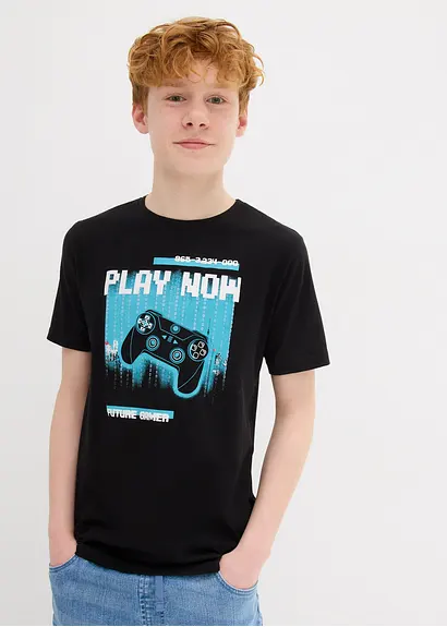 bonprix Cooles Jungen T-Shirt mit großem Druck und Rundhalsausschnitt Fabrikladen