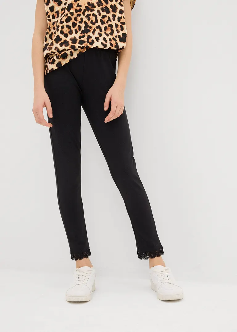 bonprix Mädchen Leggings im Bio-Baumwoll-Mix mit dekorativer Spitze Speichern exportieren