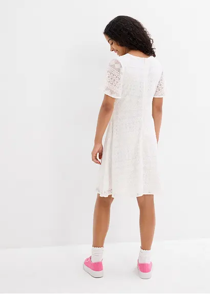 bonprix Süßes Mädchenkleid mit dekorativer Spitze - weiß Black Friday Preise