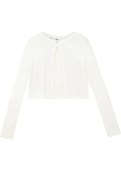 bonprix Schöner Mädchen Bolero mit funkelndem Knopf - weiß Auslauf