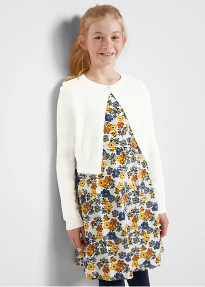 bonprix Schöner Mädchen Bolero mit funkelndem Knopf - weiß Auslauf